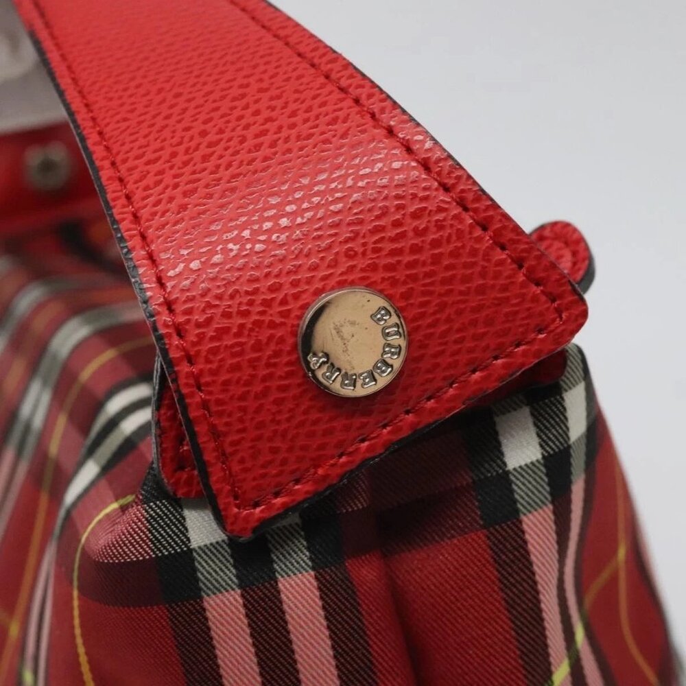 BURBERRY Nova Check Hand Bag Nylon Red Auth 110324 - Picture 9 of 14